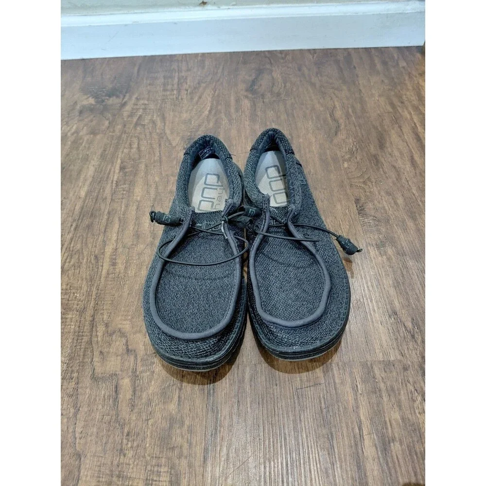 Hey Dude Wally Sox Micro Casual Unisex Men Size 9 Women Size 11 - Black Shoes
